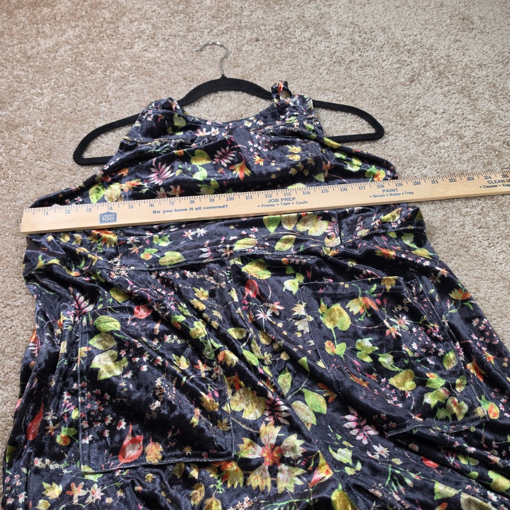 Natural Life Jumpsuit Dark Floral Velvet Wide Leg Boho Medium NWT - Picture 8 of 9